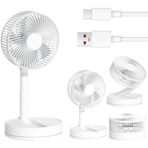 Desk Fan, 8-Inch Folding Portable 5400mAh Battery Powered Fan USB Rechargeable, Oscillating Super Quiet Desk Fan with 4 Speeds, Adjustable Height & Head Angle for Bedroom, Office, Outdoor
