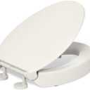 KOHLER Hyten Elevated Quiet-Close Elongated Toilet Seat, Biscuit, 3" Raised Seating Surface, Grip-Tight Installation Hardware