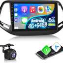 8 Core Android 15 Car Stereo for Jeep Compass 2017 2018 2019 with Carplay & Android Auto - 10 Inch 1280 * 720P Touchscreen Radio with DSP/Heat Dissipation Function/5G WiFi GPS/Backup Camera, 4G+64G