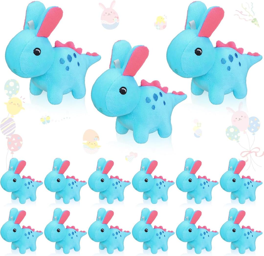 12 Pcs Easter Dinosaur Stuffed Animal Plush Bulk for Kids 6 Style 4.7'' Mini Dinosaur Stuffed Animal Plush Samll Fluffy Toys for Easter Egg Hunt Favor Basket Filler Hunt Game Supply