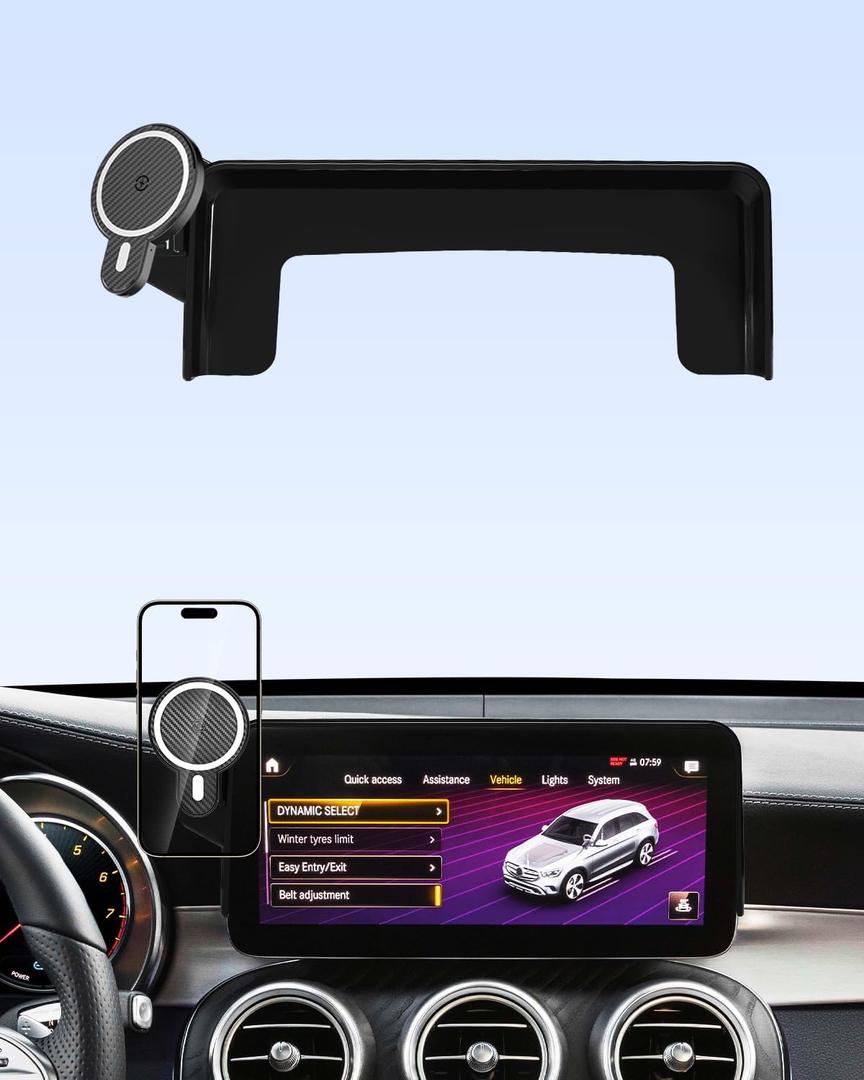 PZK Car Phone Holder for MercedesBenz GLCClass 2020 2021 2022 /CClass 2019 2020 2021 Accessories 10.25Inch Screen Fixed Clip Car Phone Mount Magnetic 15W Fast Wireless Charger 360° Rotation