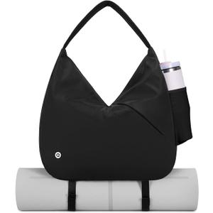 Ceneda Large Gym Bag for Women with Hidden Yoga Mat Holder & Shoe Compartment & Wet Pocket, Sports Duffle Bag for Travel (Black)