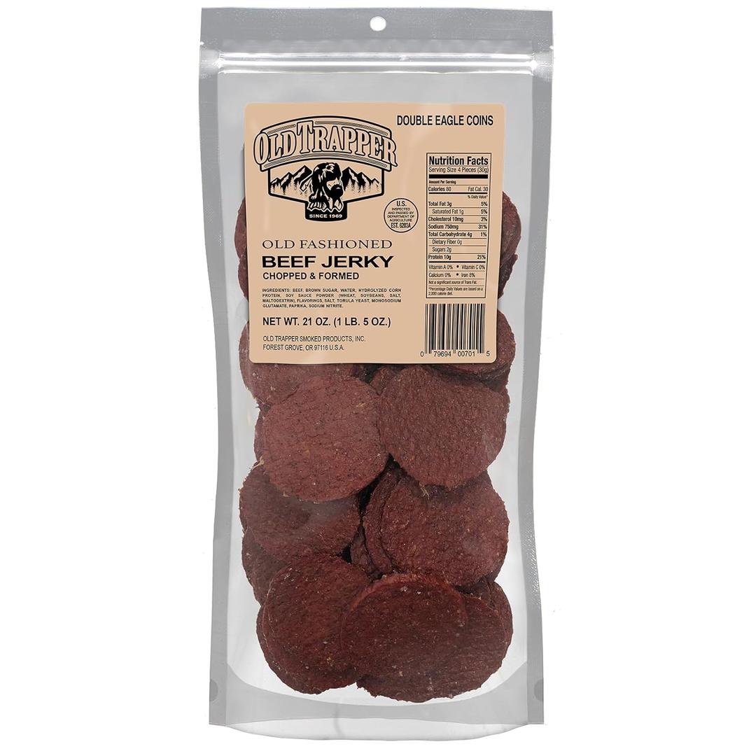 Old Trapper Double Eagle Beef Jerky, Old-Fashioned Flavor, 21-Ounce Package, Delicious Jerky Snacks, 10 Grams of Protein and 80 Calories per Serving (Pack of One) Best By: January 2027