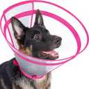 Dog Cone to Stop Licking, Clear Recovery Collar with Detachable Zipper, Sturdy Elizabethan Collar for Large Medium Small Dogs, Soft Adjustable Cone After Surgery Patented, Hot Pink XL