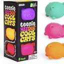 Schylling NeeDoh Teenie Cool Cat - Sensory Squeeze Toy - Contains 3 Mini Groovy Globs - 1.5" Wide - Color May Vary (Pack of 1)