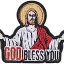God Bless You Patch, 1Pcs Christian Bible Verse Embroidered Sew On Velcro Patches, Tactical Military Morale Hook And Loop Patch, Faith Based Applique Patches For Backpacks, Vests, Jackets, Jeans, Hats(2 Pcs)
