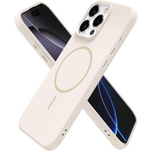 Oakxco for iPhone 16 Pro Max Case Silicone Mag Safe, Magnetic Slim Thin Phone Case Compatible with Magsafe Wireless Charging, Cute Girly Aesthetic Soft Rubber Gel Safecase for Women Girls, Beige Cream