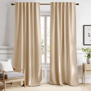 NICETOWN Blackout Curtains - Biscotti Beige Color, Double Panels, W52 x L120, Blackout Draperies for Large Window