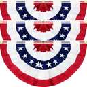 3 Pack USA 250th Anniversary American Pleated Fan Flag 4th of July Decorations, 1.5X3 Ft American Flags for Outside Patriotic Bunting flags outdoor Red White Blue Memorial Day Independence Day Decor
