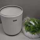 Yatmung Bathroom Trash Can with Lid - Small Bathroom Garbage Can - Bedroom, Office, Living Room, Entryways - Disguised Decorative Trash Bin (Faux Plant) - Plastic Hidden Waste Basket - 2.7 Gal, White
