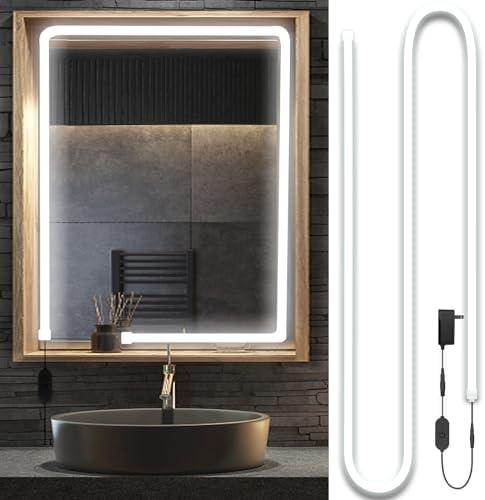 Blikshin LED Vanity Mirror Lights, Hollywood Style Makeup Lighting, 10FT/6000K/Dimmable/12V Adapter/Self-Adhesive Strip Lights for Mirror, Lighting for Makeup Vanity Table & Bathroom Mirror