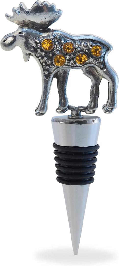 Cheers Moose Metal Wine Stopper - Reusable Wine Tools and Accessories Bottle Stopper, Wildlife Wine Bottle Stopper, Airtight Leakproof Wine Topper Sealer Cork Plug, Decorative Wine Bottle Stopper Gift