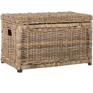 happimess HPM9002B Elijah 30" Wicker Storage Trunk, Collapsible for flat storage, Rattan-Kubusoft Gray, Coastal for Office, Dorm Room-LivingRoom, Bedroom, Dining Room, Natural
