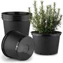 RooTrimmer 10 Gallon Plastic Nursery Pots, 16 Inch Round Plant Pots with Drainage Holes, 5 Pack Large Garden Flower Pots for Outdoor Indoor Plants, Gardening Gifts for Women, Black