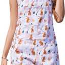 Bindefon Festival Bib Overalls for Women Adjustable Straps Work Coveralls Printed Shorts Jumpsuit (S)