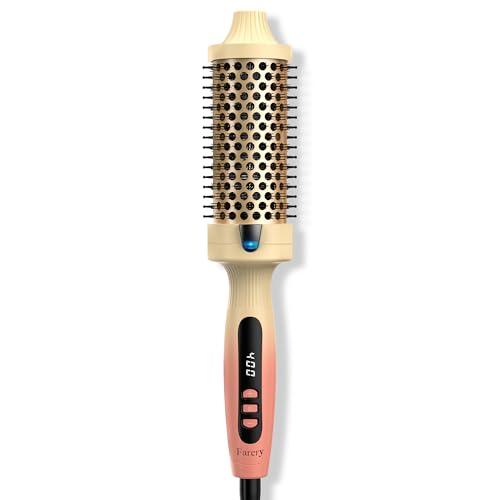 Farery 1.77-Inch Thermal Brush - Ceramic Ionic Heated Round Brush for 90's Full-Bodied Style, Volumizing, Smooth Hair & Natural Curls, Dual MCH Heating, Digital Display, 9 Temperature, Dual Voltage