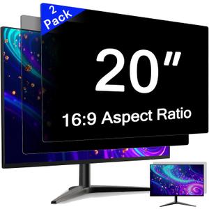 [2 Pack] 20 Inch Computer Privacy Screen for 16:9 Aspect Ratio Widescreen Monitor, Eye Protection Anti Glare Blue Light Computer Monitor Privacy Filter, Removable Anti-Scratch 20in Protector Film
