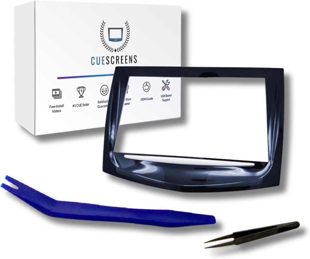 Cuescreens Cadillac CUE Premium Touch Screen Replacement - Dual Mode, Gel-Free, Ultra Responsive Display with Pro Grade Tool Kit & Installation Guide - OEM Fit for 20132020 Models - Lifetime Support