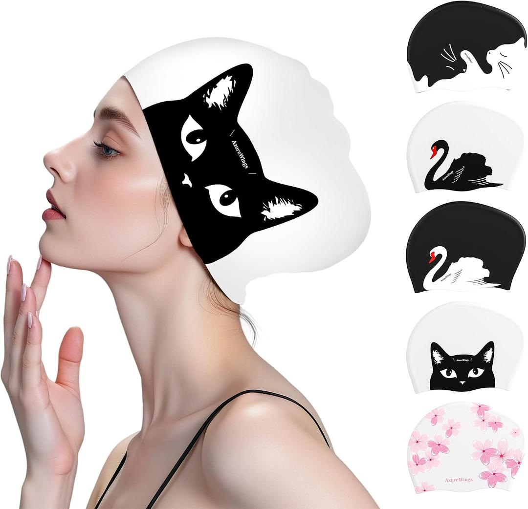 Large Swim Cap for Women Men, Swimming Caps for Long Hair Adults Youths,Silicone Swim Hats Bathing Caps to Keep Hair Dry