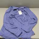 GRACE KARIN Peplum Tops for Women Tie Front Striped Button Down Shirt Collared Long Sleeve Business Casual Work Office Blouse Blue, XL