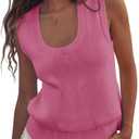 Saodimallsu Women's Ribbed Knit Sweater Vest (Pink)