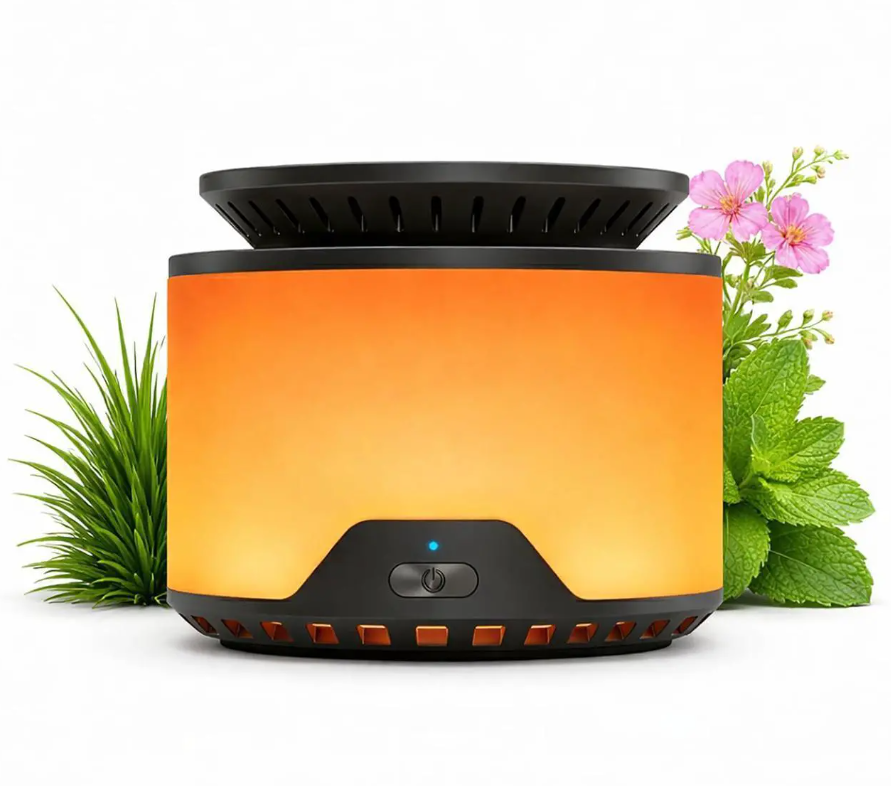 Inseclite Mosquito Repellent for Patio, Rechargeable Outdoor Mosquito Repeller with Fan-Powered Botanical Cartridge, Amber Light, 12-Hour Battery, USB-C, 8-Hour Timer, 2 Refills Included