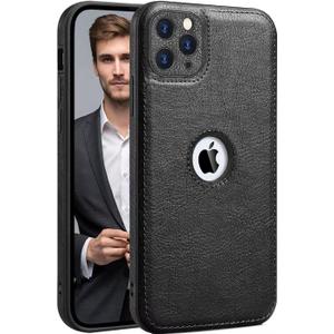 PU Leather Case for iPhone 11 Pro,Full Camera Lens Protection Cover,PU Leather Slim Luxury Business Non-Slip Grip Rugged Shockproof Full Body Protective Case for iPhone 11 Pro (Black)