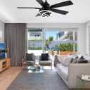 Bella Depot 52" Modern Black Ceiling Fan with Light and Remote, Chandelier Fan Light for Living Room Bedroom Office Indoor Patio