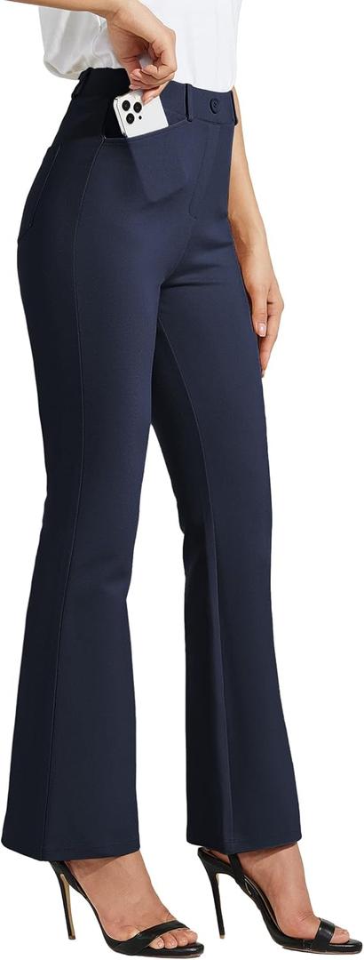 Willit Women's Yoga Dress Pants Bootcut Stretch Work Slacks Office Pants 4 Pockets 28"/29"/30"/31"/33" (Medium, Navy Blue)