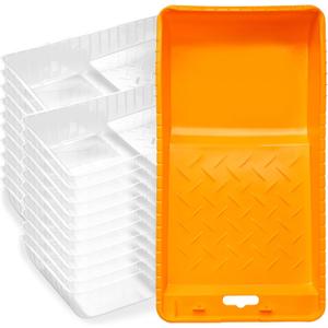 Mister Rui 4 Inch Paint Tray Liners - 20 Disposable Paint Pan Liners with Plastic Paint Tray, Small Paint Trays for Roller Brushes, Ideal for Home Painting, Trim Work, and Touch-Ups (Orange)