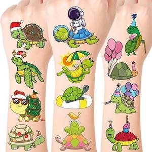 Turtle Temporary Tattoos for Party Supplies, 4 PACK Cute Sea Turtle Tattoo Stickers for Birthday Parties, Sea Turtle Party Decorations, Waterproof Tattoos