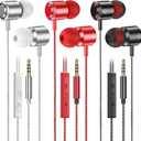 3 Pack Wired Earbuds with Microphone, In-Ear Headphones Wired with Noise Blocking &Volume Control, Premium Sound& Lightweight Corded Earphones for Laptops, Tablets, MP3 & Most 3.5mm Interface Devices