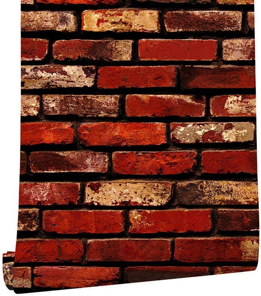 MelunMer Red Brick Peel and Stick Wallpaper 17.7" x 118 Self Adhesive Removable Wallpaper Red Faux Brick Contact Paper Waterproof Decorative Easily to Install Contact Paper for Kitchen Backsplash
