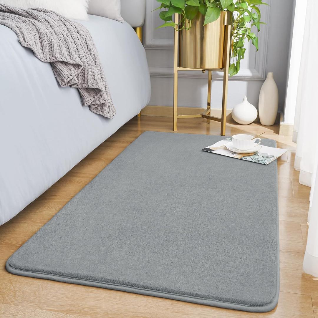 Amearea Modern Washable Runner Rugs, 2x4 Feet Grey Bedroom Runner Rug, Small Area Rugs for Bedroom Living Room, Non Slip Memory Foam Rug for Hallway Entryway Kids Boys Girls Room Laundry Room