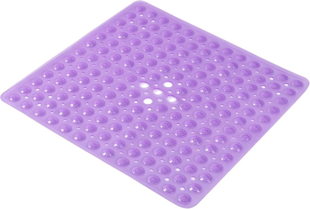 Anti-Slip Bathtub Shower mat, 20.820.8Approximately 5353cm inch Soft Oversized Machine Washable Non-Slip Bathtub mat with Drainage Holes, Bathroom Floor Suction Cup.1- Clear Purple
