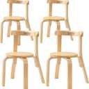 Swegrow Wooden Kids Chair, Toddler Chair for Table, Kids Stackable Chairs, Kid Wooden Furniture for Family/Playroom/Classroom Set of 4-Natural Wood