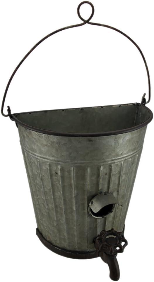 Galvanized Ribbed Metal Hanging Bucket Planter and Bird House