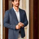 Vssjavun Mens Sport Coats Casual Blazer Two Button Lightweight Suit Jacket (Blue, L)