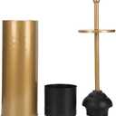 Gold Toilet Plunger with Holder for Bathroom Metal Canister Holder Drip Cup, Deep Cleaning, Heavy Duty