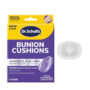 Dr. Scholl's BUNION CUSHION with Hydrogel Technology, 5ct // Cushioning Protection against Shoe Pressure and Friction that Fits Easily In Any Shoe for Immediate and All-Day Pain Relief