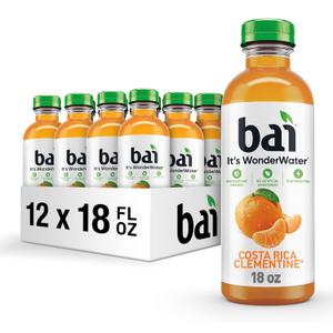 Bai Antioxidant Infused Water Beverage, Costa Rica Clementine, with Vitamin C and No Artificial Sweeteners, 18 Fluid Ounce Bottle, 12 Pack BBD: June 20 2026
