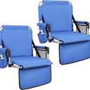 ALPHA CAMP Stadium Seat Padded Chair for Bleachers with Back& Arm Rest (Blue-2pc)