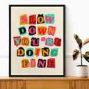 Positive Affirmations Framed Canvas Wall Art Slow Down You're Doing Fine Poster Print Wall Decor Daily Reminder Uplifting Quote Painting Picture Home Decoration
