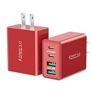 USB C Wall Charger, 2Pack 40W 4Port Type C Fast Charging Block Dual Port USBC Power Adapter + QC Multiport Wall Plug Multi Charger Block for iPhone 16 15 14 13 12 11 Pro Max Plus, iPad, Samsung