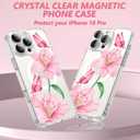 OOK Magnetic Case for iPhone 16 Pro Case Cute Flower Butterfly Design with 2 PCS Screen Protector [Compatible with MagSafe] for Girls Women Floral Clear Slim Phone Cover-Pink Lily Flower