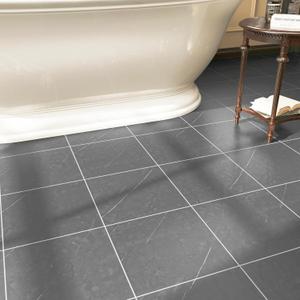 40-Pack Peel and Stick Floor Tiles Vinyl Floor 12 x 12 inch Self Adhesive Waterproof Flooring Planks DIY for Bathroom, Kitchen, Living Room, RV, Cover 40 Sq. Ft, Dark Grey Marble