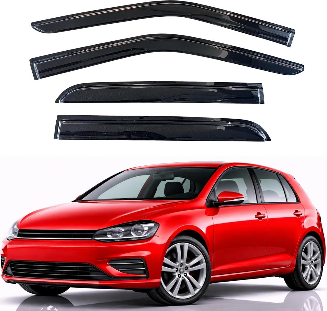 KPY Rain Guards Fit for 2015-2021 Volkswagen Golf, Out-Channel Window Visors Vent Wind Deflectors 4PC, Car Accessories for 15-21 VW Golf (5-Door Only)