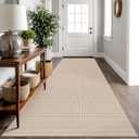 IOHOUZE Washable Runner Rug 3x10 Non Slip Rubber Backed Long Hallway Runner Entryway Runner Indoor, Kitchen Rugs Woven Cotton Floor Carpet for Hall Entrance, Beige/Khaki