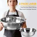 Nuogo 2 Pack Large Stainless Steel Mixing Bowl and Colander Strainer,16qt
