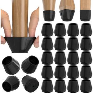 24PCS Silicone Chair Leg Floor Protectors for Hardwood Floors, Thicken Rubber Chair Leg Cap Covers, Non Slip Furniture Leg Pads to Protect Wood Tile Floors from Scratches and Reduce Noise (Small(Fit:0.83"-1.26"), Black)